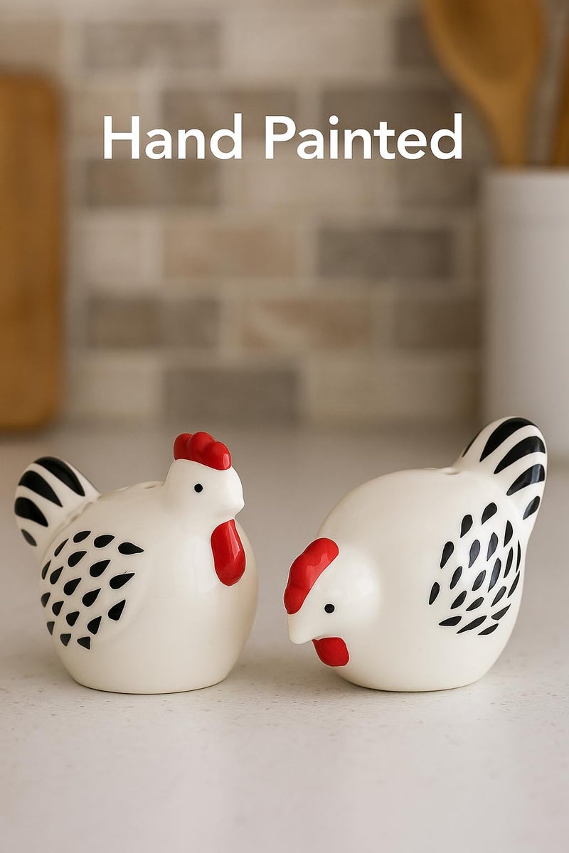 The Bridge Collection Ceramic Farmhouse Salt & Pepper Shaker Set (Chickens) - Image 2